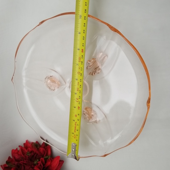 Lancaster Jubilee Pink Elegant Depression Era Three Footed Rimmed Serving Plate - Picture 5 of 16